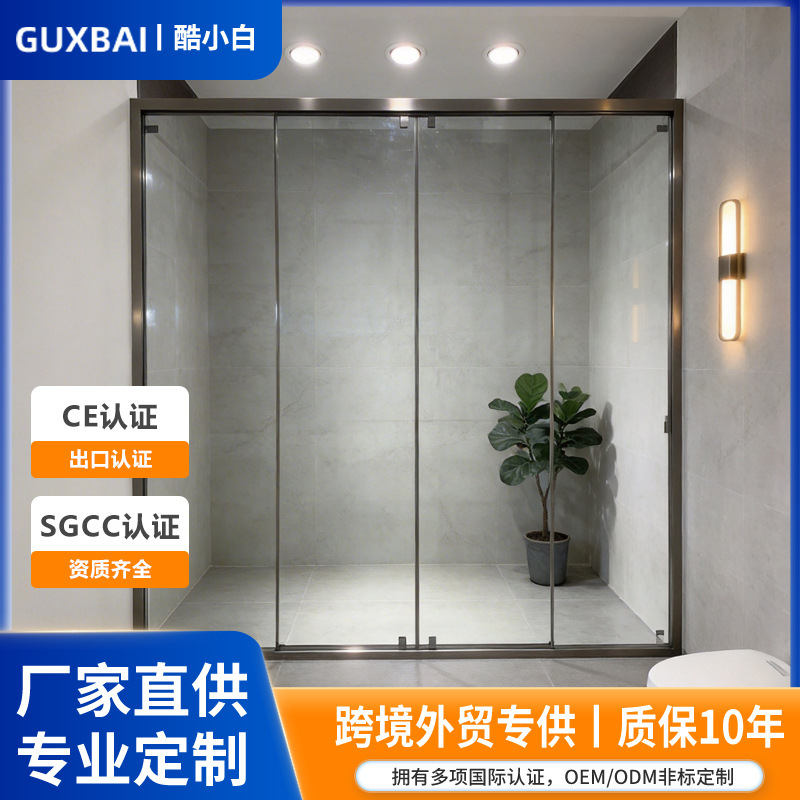 Customized Integrated Shower Room Design with Screen-Type Edging, Hidden Double Sliding Doors, and Glass Shower Enclosure