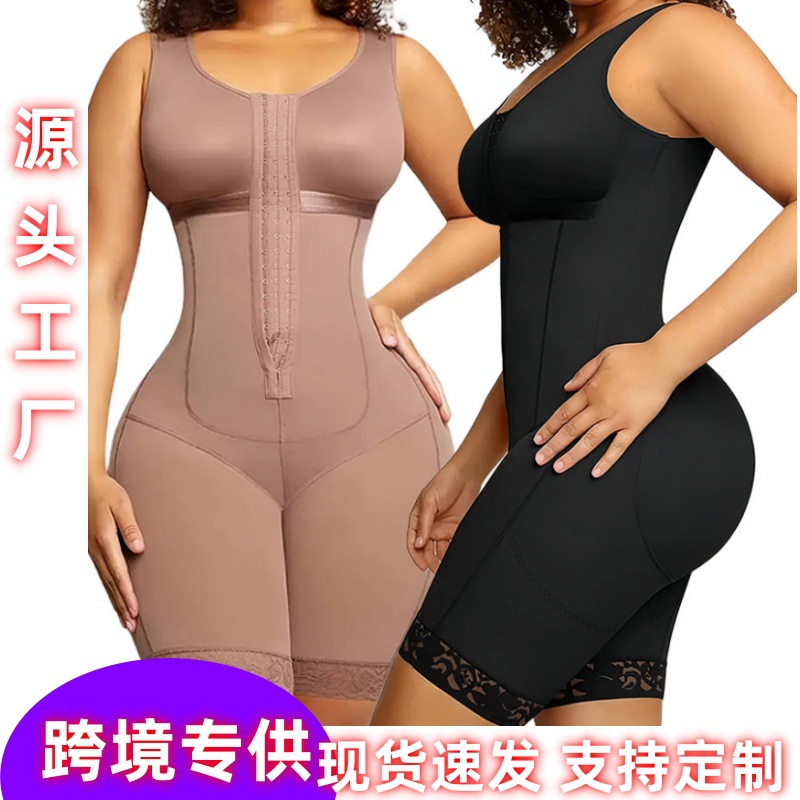 Temu Cross-Border Best-Selling European and American Plus-Size Button-Down Shapewear One-Piece Open-Crotch Corset Body Shaper Tummy Control Butt-Lifting Bodysuit