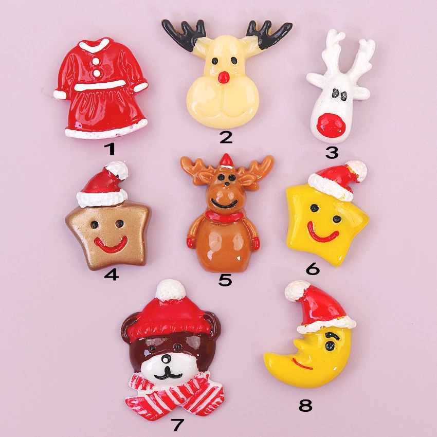 Рождество DIY аксессуары из смолы оптом Санта-Клаус одежда голова лося Луна Звезда чехол для телефона красивый материал