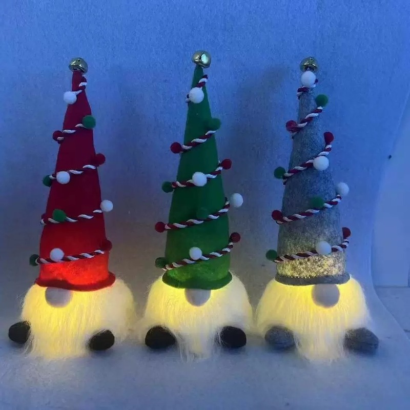 2026 クロスボーダー新しいクリスマス顔のない人形装飾スパンコール帽子発光装飾品かわいいノームルドルフ|undefined