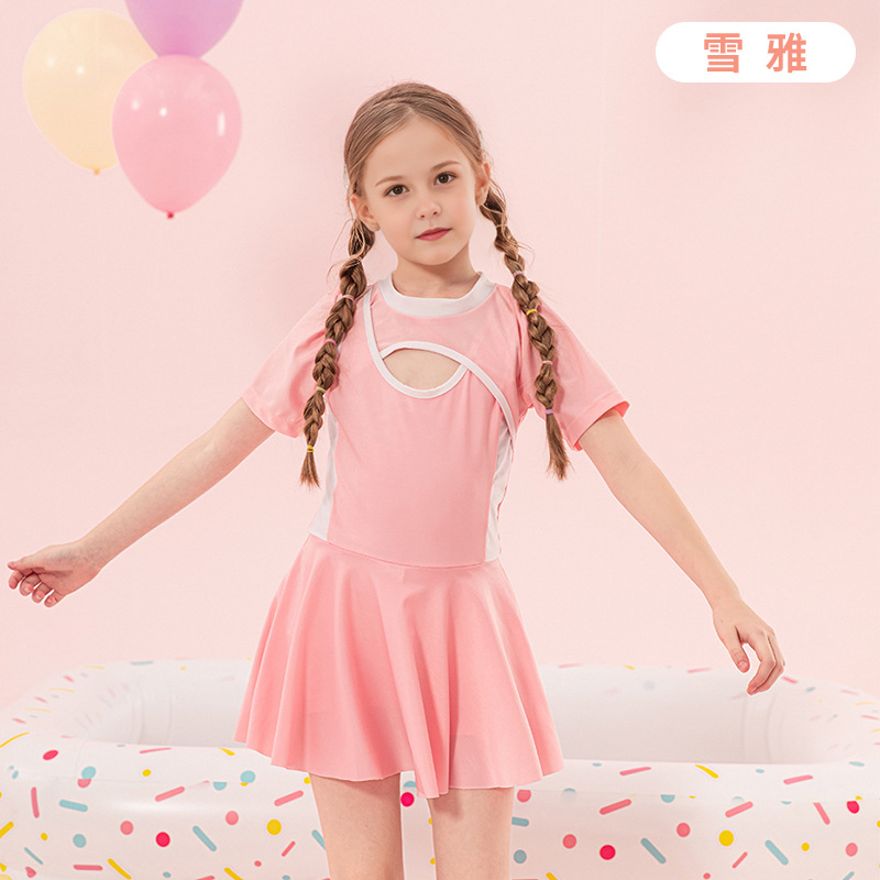 Traje de baño de natación para niños de verano para niñas, niños pequeños y medianos divididos en una pieza, linda princesa dividida, traje de baño para niñas al por mayor