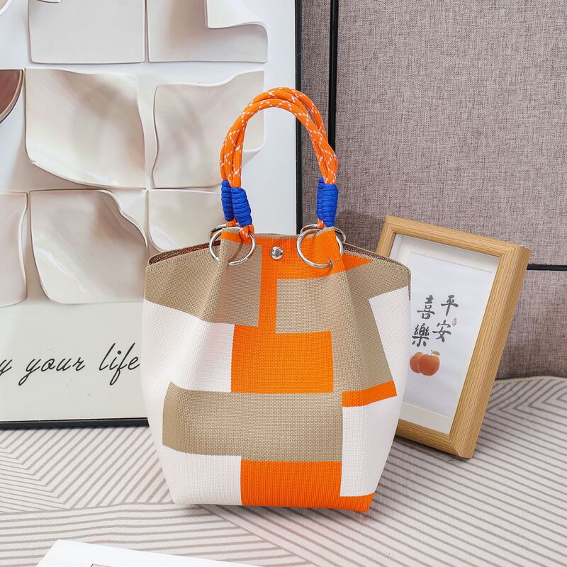 Knitted Handbag Bucket Bag, New Summer Style, Portable Woven Handbag for Going Out to Work Knitted Handbag Bucket Bag, New Summer Style, Portable Woven Handbag for Going Out to Work