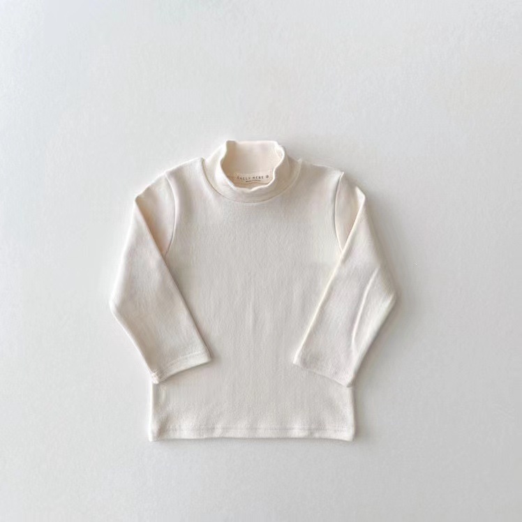 Loebear estilo coreano Primavera, otoño e invierno nuevo bebé medio cuello alto manga larga Camiseta hombres y mujeres todo partido suave camisa de fondo