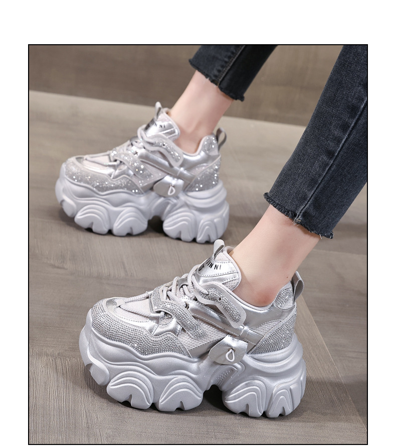 Giày sneaker nữ chunky đế dày độn cao bên trong HS569-3 kiểu mới mùa xuân — Màu trắng chi tiết 15