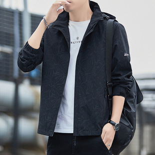 Spring and Autumn Thin Single-Wear Men's Jacket Men's Windproof and Waterproof Outdoor Stain-Resistant and Wear-Resistant Hooded Windbreaker Jacket for Men