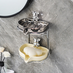 Factory Wholesale Soap Box Double Layer Household Creative Drain Soap Box Bathroom Luxurious Style Personal Creative Ceramic