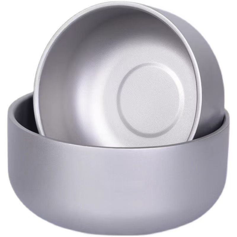 TI チタンボウル二層チタンボウル健康 TI チタン食器断熱抗火傷ボウルハイエンド家庭用丼スプーンアウトドアキャンプ|undefined