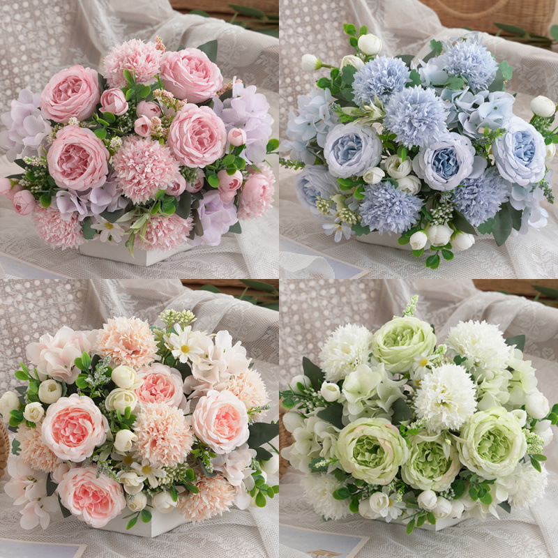 小把仿真花假花束绣球牡丹餐桌摆设手捧花盒头饰diy材料拍照道具