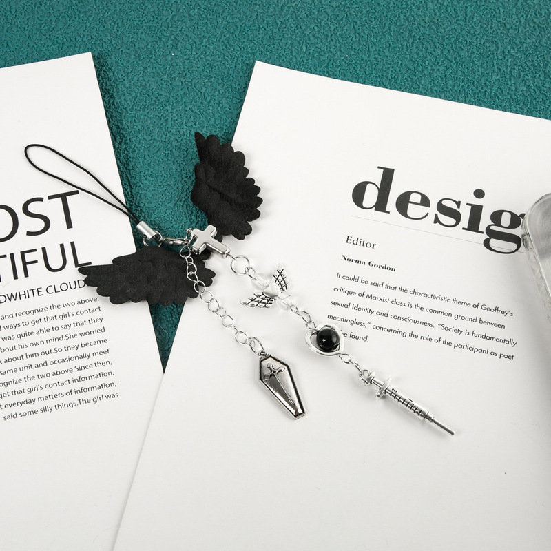 Y2k Millennium Style Sweet Spicy Wings Goo Chain Goo Ben Pendant Card Book Hanging Chain Mobile Phone Chain Cross Beaded Hanging Ornaments