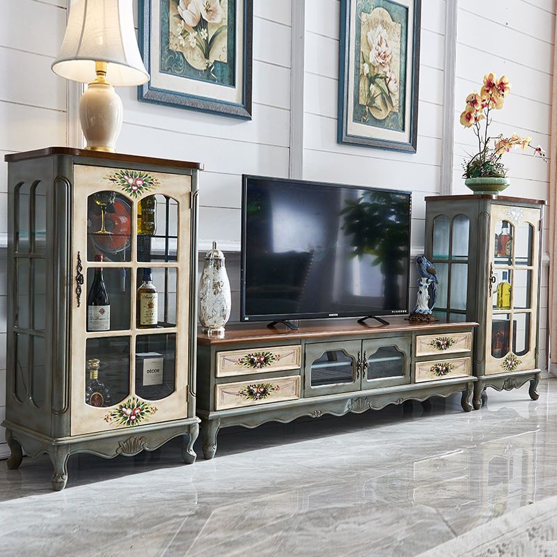 美式电视柜茶几实木客厅欧式复古小户型电视机柜地中海茶水柜地柜