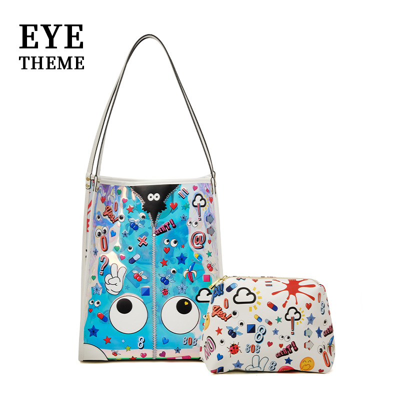 Bolsa de hombro portátil de almacenamiento de gran capacidad de viaje de tendencia de fitness impresión de gelatina bolsa transparente bolsa 2830 #