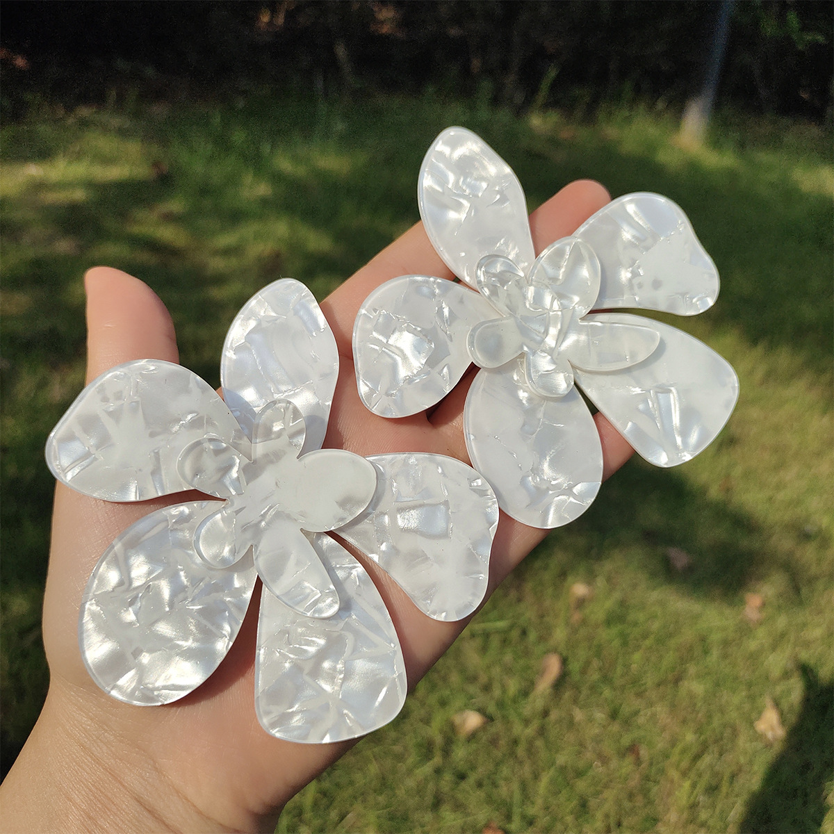 new Flower shape Double Layer large size resin stud earrings