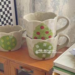 Instagram-worthy ceramic mug, vintage small-tree stoneware coffee cup, breakfast mug—simplistic design with hand-painted details, perfect as a thoughtful gift.