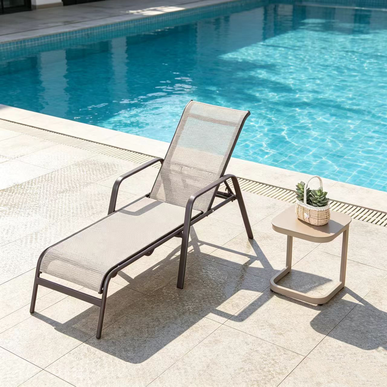 Cama de playa silla de playa de ocio piscina balcón patio piscina de ocio al aire libre silla de siesta plegable portátil image 11