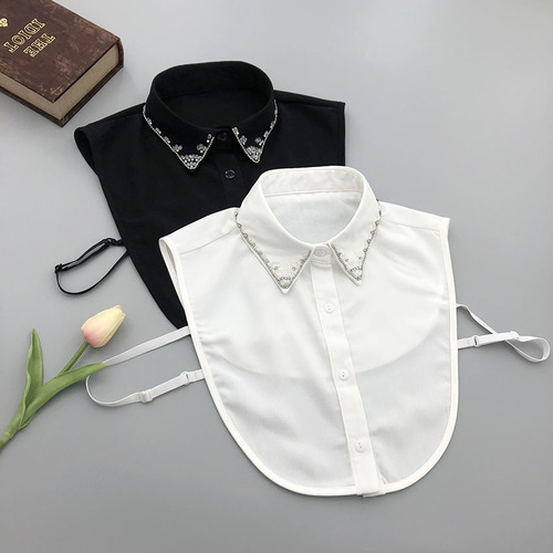 Hand-sewn crystal glass bead fake collar, high-end quality women's wear, trendy fashion manufacturer direct sale fake collar