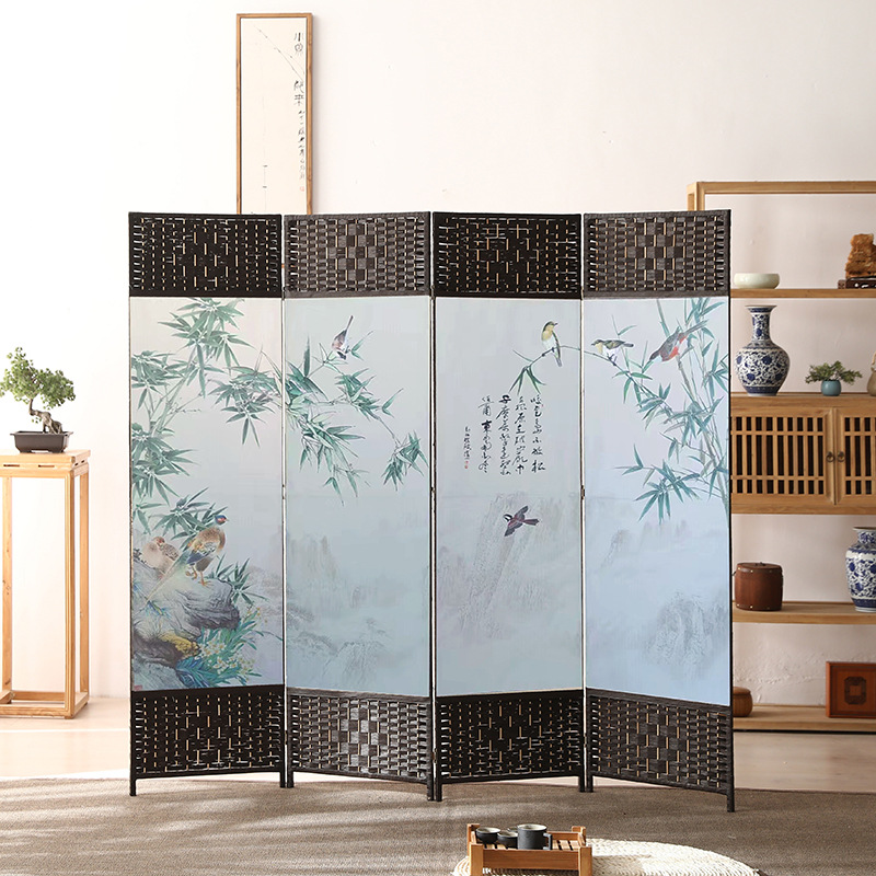 中国風のシンプルなスクリーンパーティション壁屏風リビングルーム寝室ブロッキングシンプルモダンな折りたたみモバイル布バリアホーム