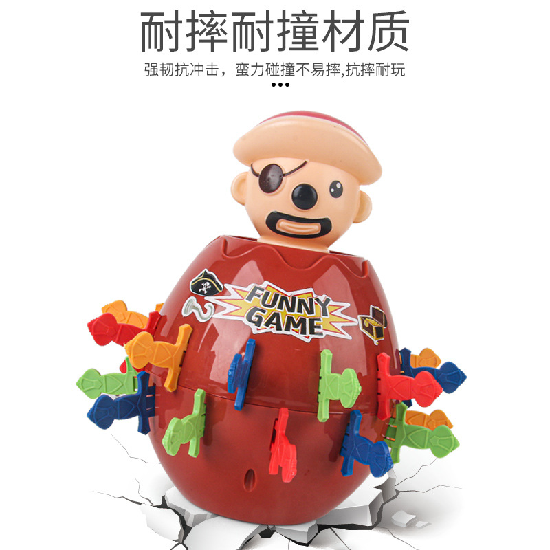 Novedad creativo pirata barril juguete de los niños interactivos parodia espinoso alcancía pirata dinosaurio cubo madera escritorio juguete