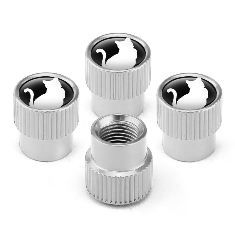 Kitten car valve cap aluminum alloy universal tire valve cap durable rust-proof air leakage 4 Pack