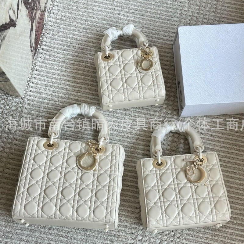 高版本D家羊皮纹戴妃三格四五格链条小方包单肩斜挎手提女包婚宴|undefined