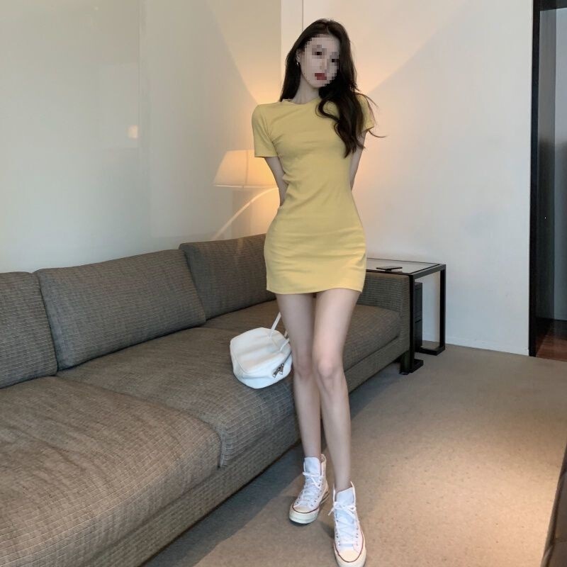 Milk Silk Double-Brushed Long and Short Sleeve T-Shirt Dress in Candy Colors, Elastic Girl's Dress with a Hidden Hem Milk Silk Double-Brushed Long and Short Sleeve T-Shirt Dress in Candy Colors, Elastic Girl's Dress with a Hidden Hem