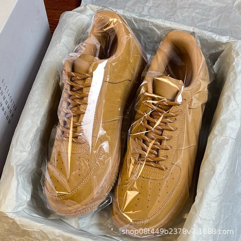 Кроссовки Nike Air Force 1 Low Wheat белого, черного и пшеничного цветов, разных размеров от sijisiji