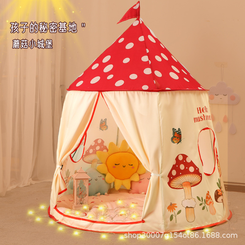 Tienda de campaña para niños en interiores niñas juegos de princesa casa de hongos hogar mochila de seguridad casa de juguetes para bebés