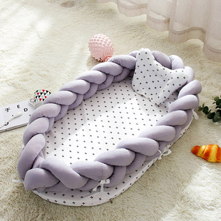 Customized Crib-In-Bed Cotton Woven Portable Baby Pillow Bed-In-Bed Portable and Removable Amazon Best Seller