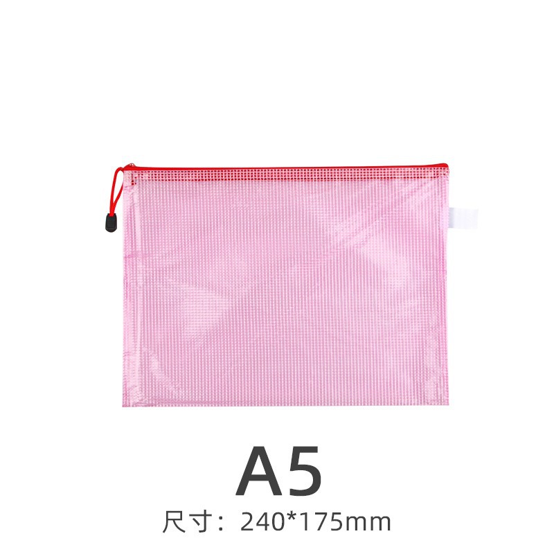 Logo imprimible bolsa de archivo de malla personalizada A4 oficina transparente bolsa de cremallera portátil bolsa de datos de estudiantes al por mayor