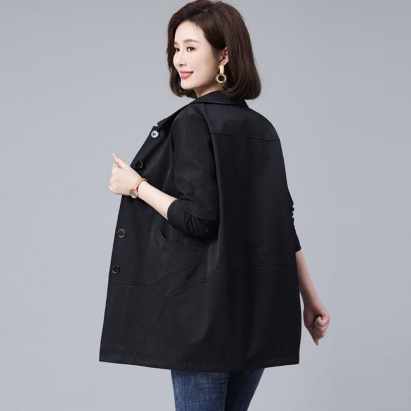 妈妈风衣女春秋中长款2025年新款宽松大码休闲上衣中老年显瘦外套|undefined