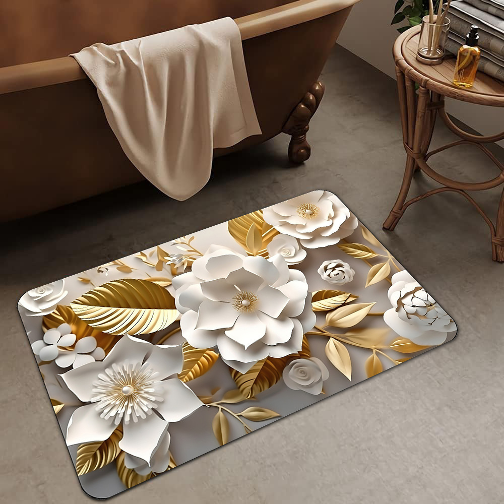 Alfombrilla de barro de diatomeas de flores tridimensionales de lujo ligero transfronterizo, alfombrilla de baño, alfombrilla de pie absorbente y antideslizante para el hogar, alfombrilla de entrada