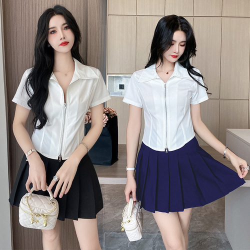 New Short Sleeve Summer Shirt Skirt Set Zipper Slimming Foot Massage Beauty Salon Workwear