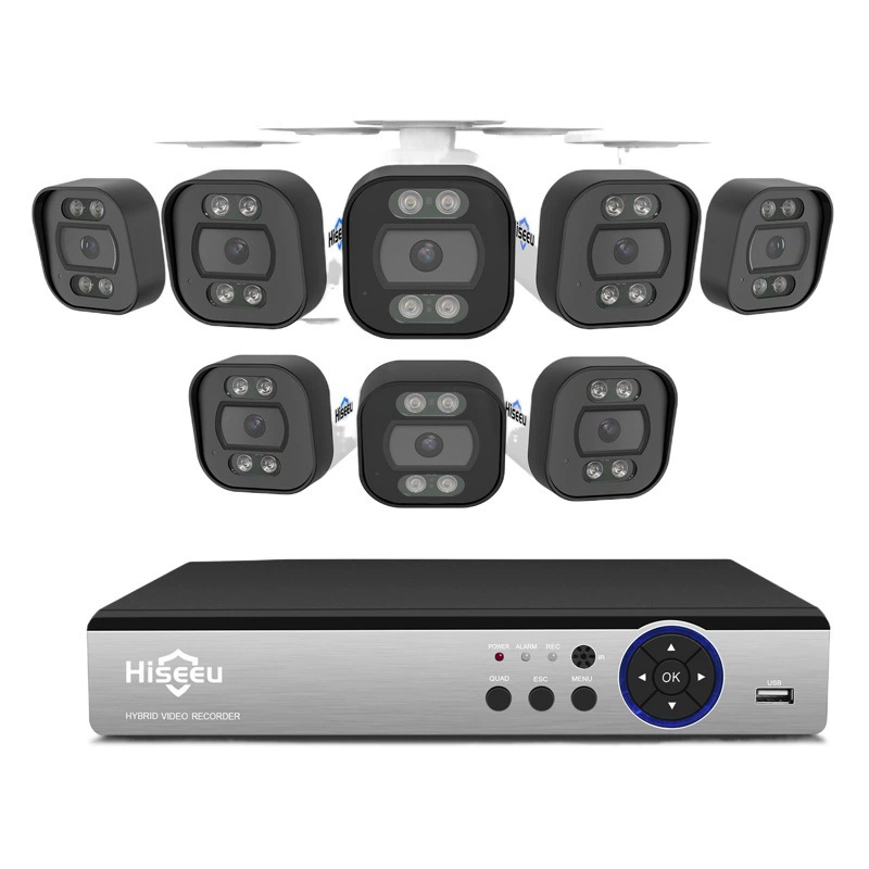 Hiseeu открытый 8MP HD POE костюм наблюдения вебкамера двойной свет Водонепроницаемый Крытый пульт дистанционного оптом