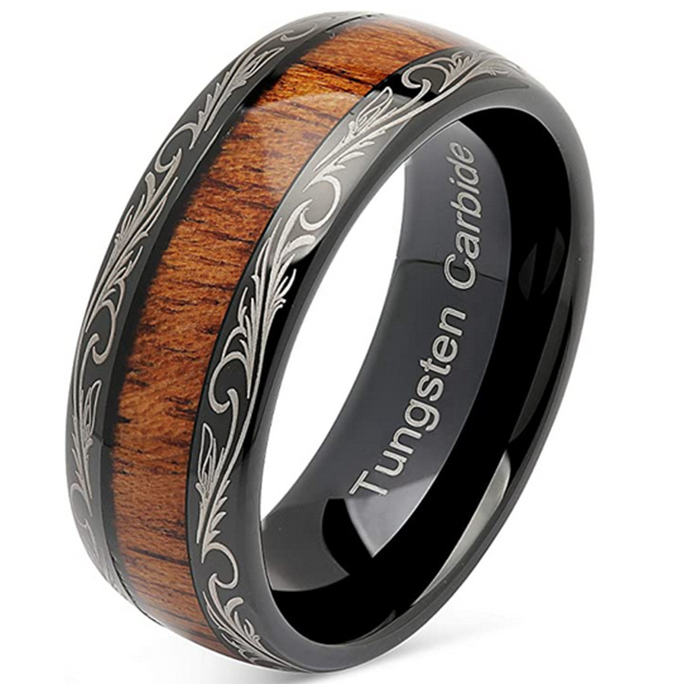 Wood Grain Tungsten Ring 3