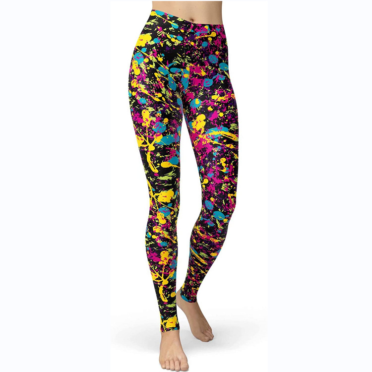 Abbigliamento da donna multicolore stampato slim fit fianchi sollevamento snellente grandi dimensioni corsa yoga fitness leggings_voghion.com