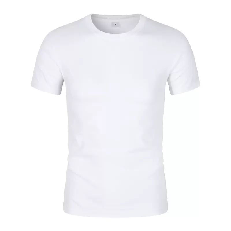 夏纯白色180克CVC棉短袖圆领男式T恤广告衫文化衫印logo厂家直销