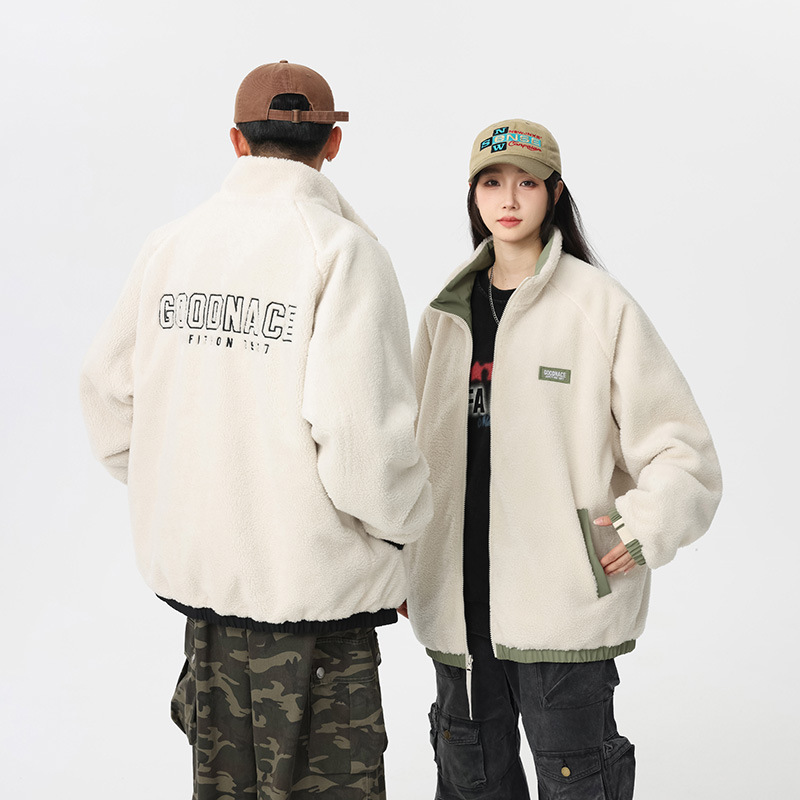 Men's Clothing jacket lamb fleece outdoor two sided wear jacket men's and women's jacket windproof waterproof mountaineering sports thickening_voghion.com