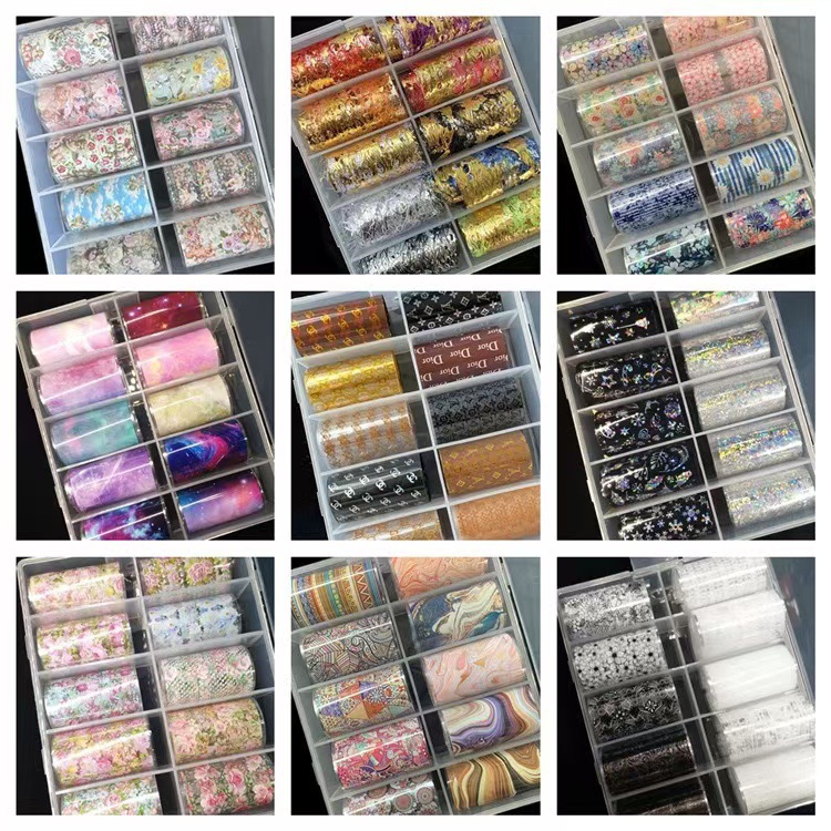 Cross-border nail art star paper retro thread laser flower butterfly variety nail art transfer paper wholesale factory