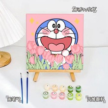 diy数字油画填色儿童手工绘可爱动漫油彩画填充小尺寸解压装饰画