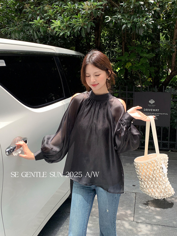 Xiuxixi 2025 秋白ラベル韓国版多用途レースレースシフォン長袖シャツ女性のトップ 89490|undefined