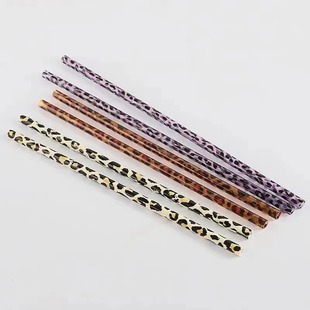 Factory supply Amazon hot leopard print straw plastic straw set color printing straw spot