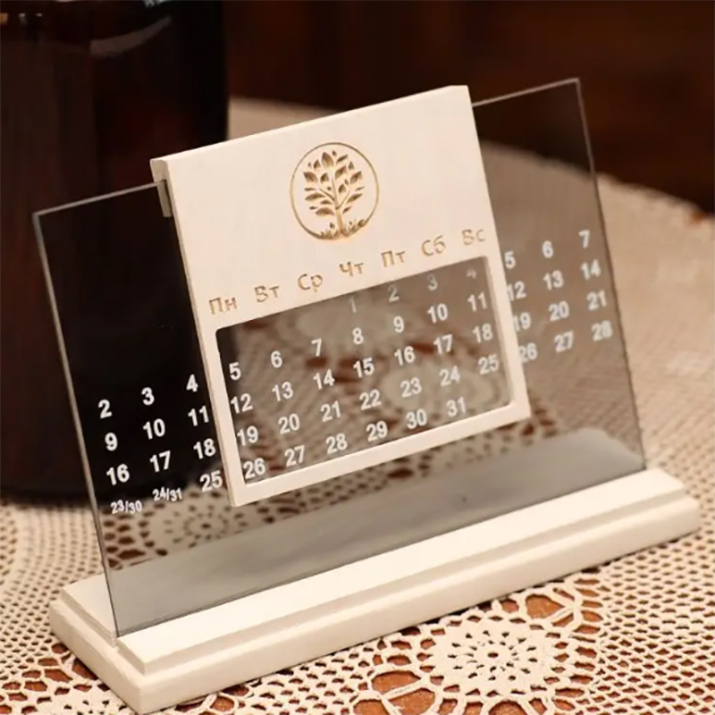 Calendario de madera 2024 creativo decoración de escritorio calendario soporte de exhibición de escritorio de oficina base de calendario simple