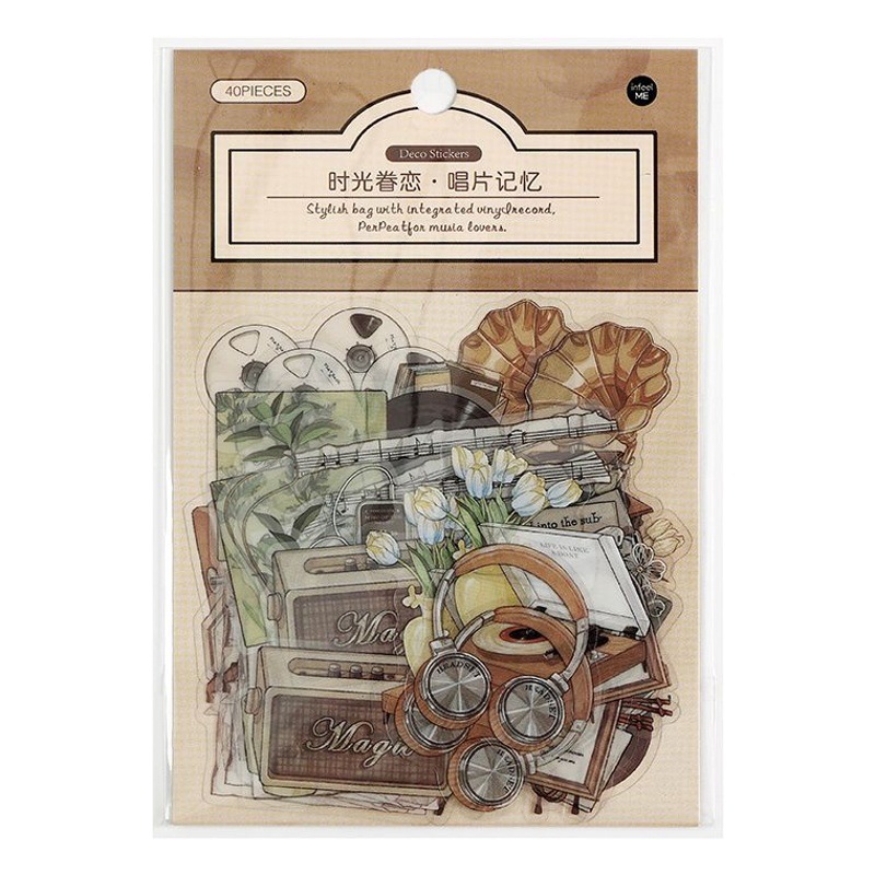 Infeel.Me time attachment series PET sticker bag light vintage coffee book Journal base decorative sticker