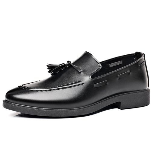 Wholesale Large Men's Shoes, British Style Men's Casual Leather Shoes with Beads and Tassels, Slip-On Loafers for Men
