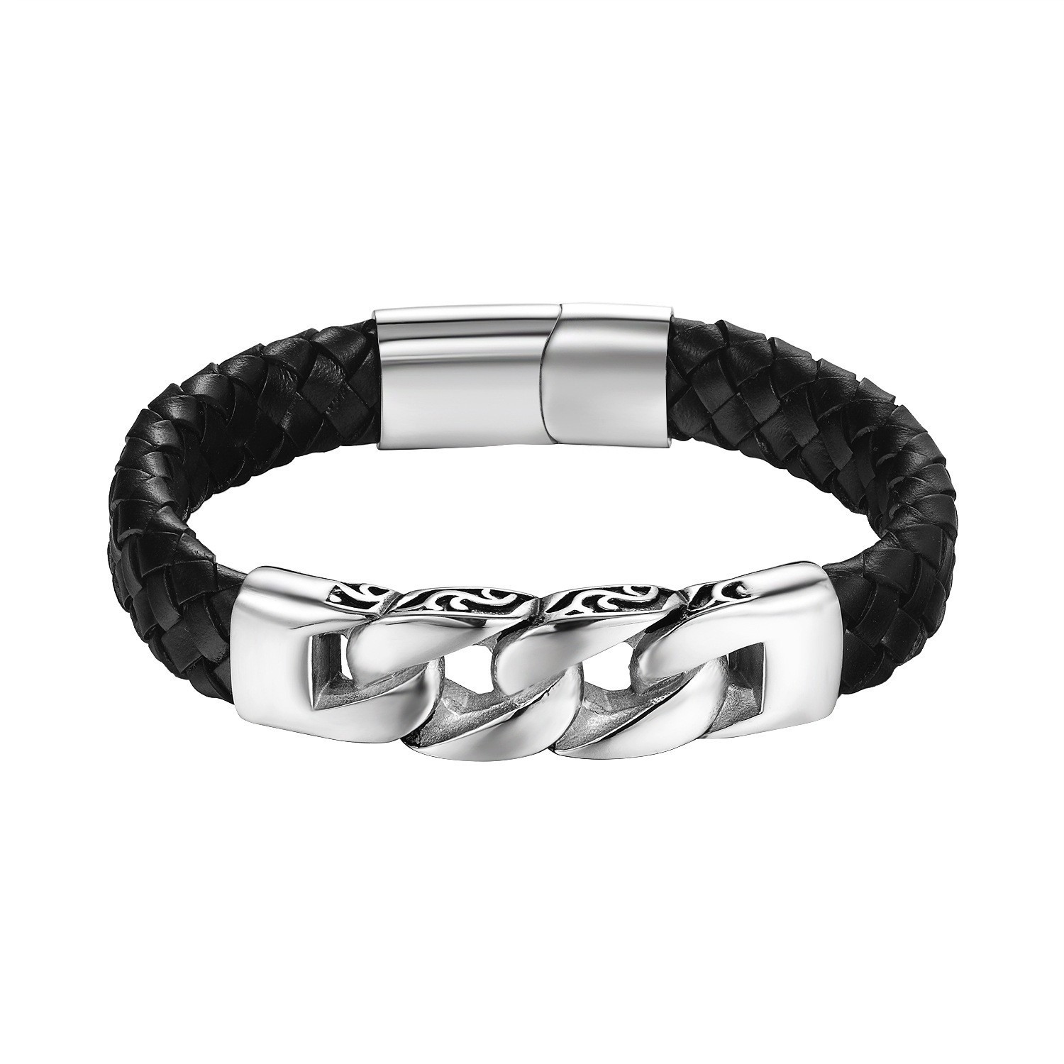 Men's Braided Leather Bracelet Waterproof And Hypoallergenic_voghion.com