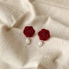 Retro burgundy earrings contains rose, winter ear clips, mosquito coil