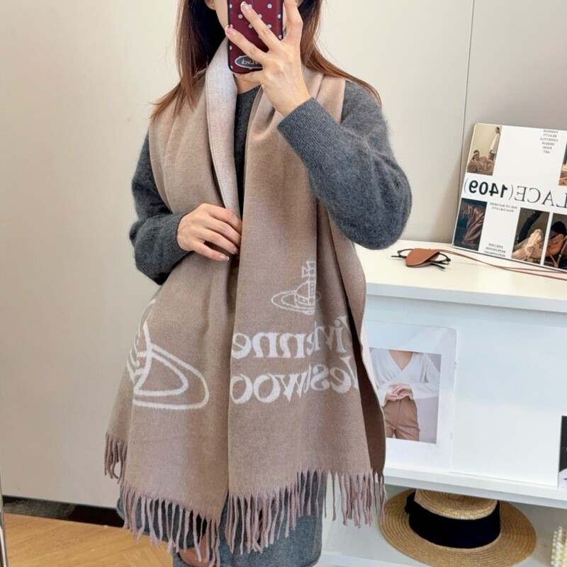 Wool Double-Sided Letter Saturn Scarf for Women, Shawl with Tassels, Autumn and Winter Warm Atmosphere, Japanese, Korean, European and American Style New Wool Double-Sided Letter Saturn Scarf for Women, Shawl with Tassels, Autumn and Winter Warm Atmosphere, Japanese, Korean, European and American Style New