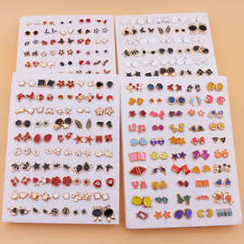 跨境外贸平台货源 50对简约超轻包装PS塑料滴油镀UV环保塑料耳钉