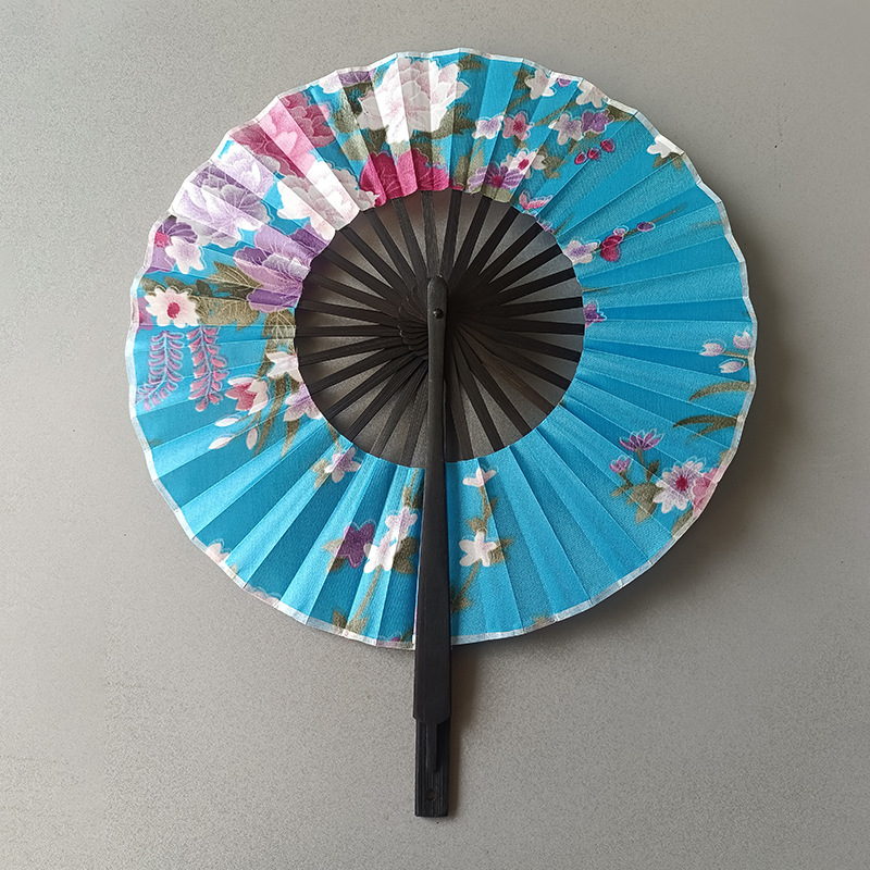 Fábrica de bambú reunión chino antiguo ventilador molino ventilador japonés plegable mango largo ventilador anime danza plegable ventilador al por mayor