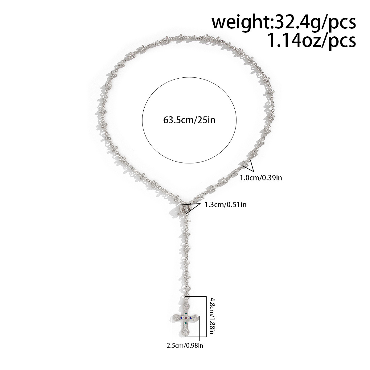 28g Weight Alloy Pendant Material Y-Necklace Classification Alloy Chain Material Tennis Chain Chain Type 1 Piece Quantity Holiday, Travel, Daily Occasion Alloy Material Cross Pattern All Seasons Season Women's Gender Plating Design Elegant Style Elegant Cross Alloy Tennis Chain Y-necklaces Wholesale 无