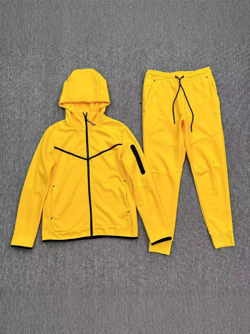 新しいメンズ春と秋のジャケットとズボンのフード付きスポーツカジュアルオールマッチスーツステッチフード付きジッパーウインドウォーカーシリーズ